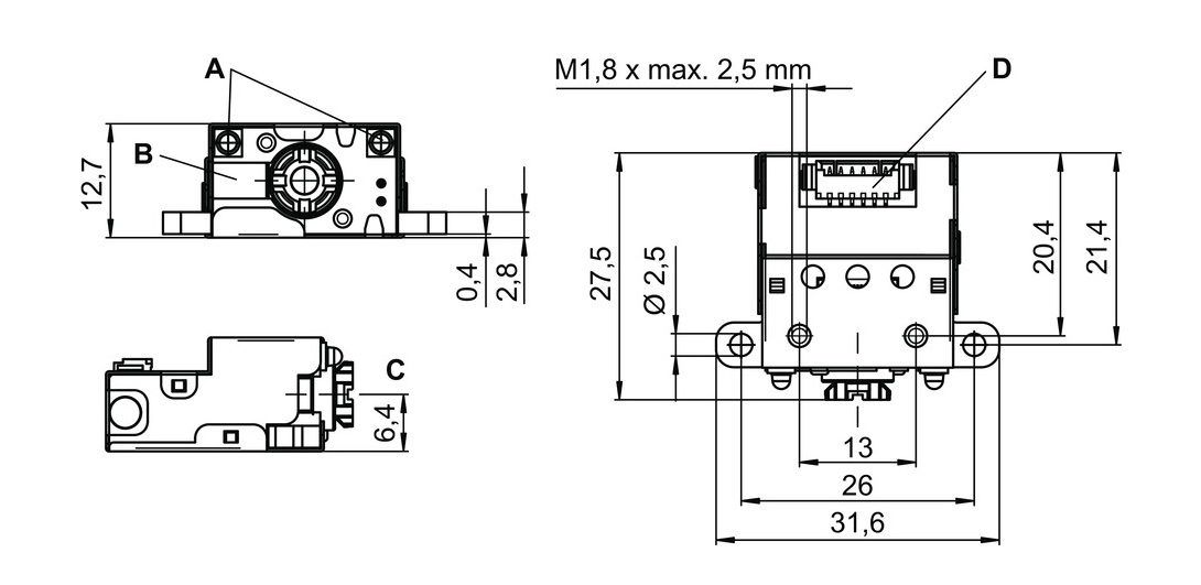 Leuze DCR50M2R2 固定式2D条码阅读器尺寸规格.jpg