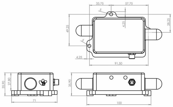 BeanDevice® 2.4GHz AX-3D -SR 传感器尺寸图