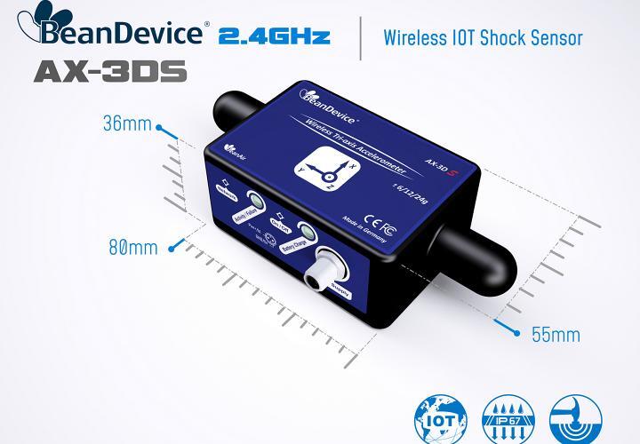 BeanAir BeanDevice® 2.4GHz AX-3DS 无线加速度传感器