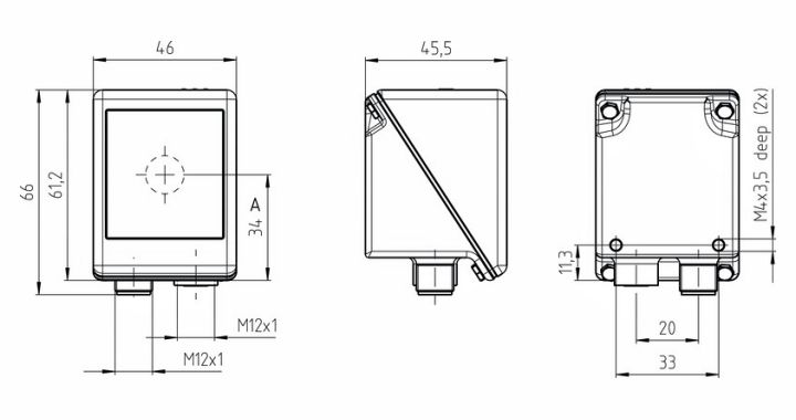 DCR 202i FIX-L1-102-I3-V 条码阅读器的尺寸图