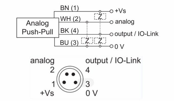 OM30-P0100.HV.TXN 测距传感器的接线图及针角定义图