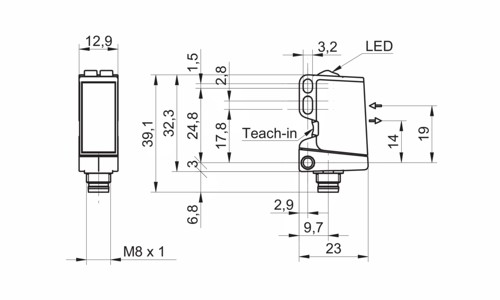O300.RP-NV1T.72N 传感器的尺寸图