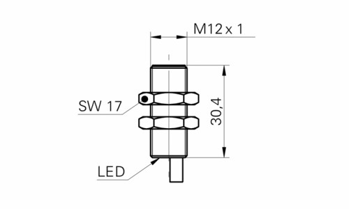 IFRM 12N1701/L 接近开关传感器的尺寸图